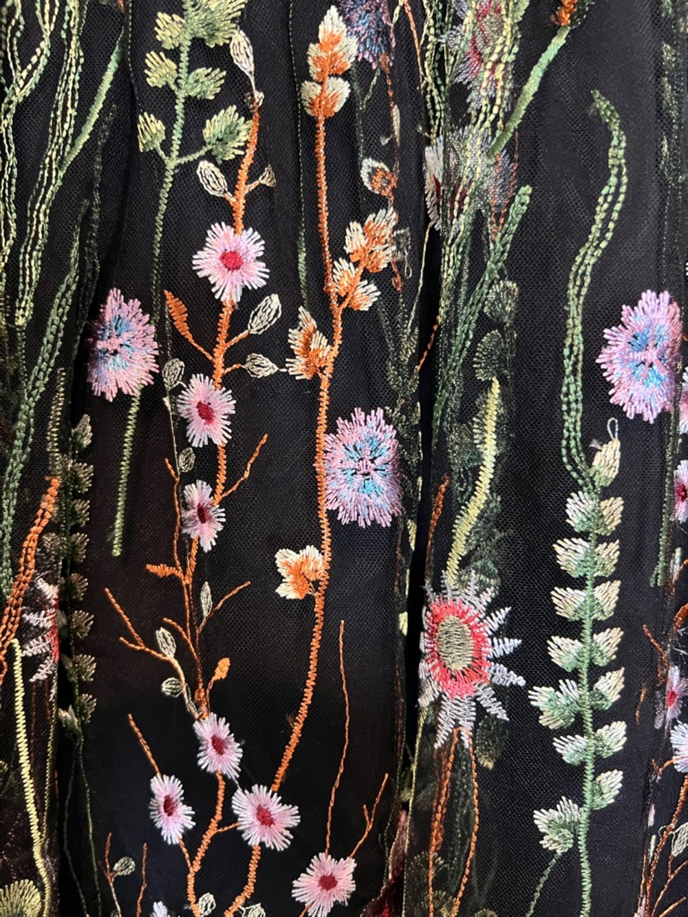 Women’s Black Floral Embroidered Sheer Dress - Picture 2 of 4
